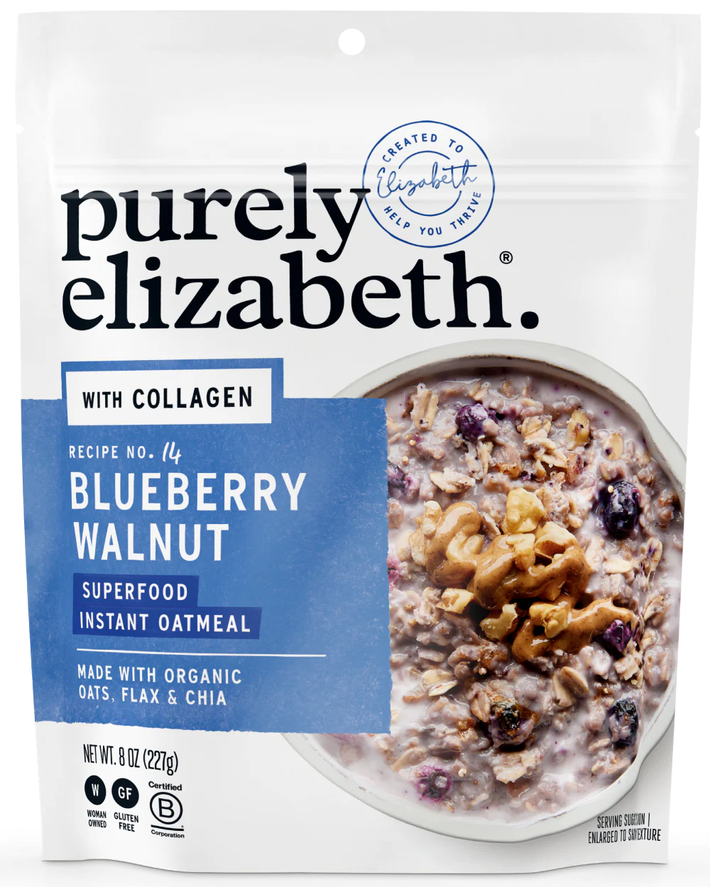 Blueberry Walnut Superfood Oatmeal Pouch with Collagen